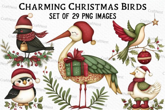 Download Charming Christmas Birds Clip Art - Premium Bundle